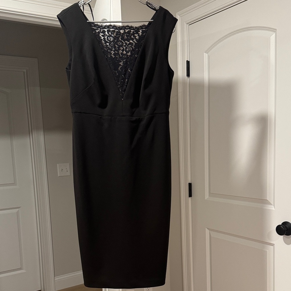Calvin Klein Black Midi Dress with Lace Detail
